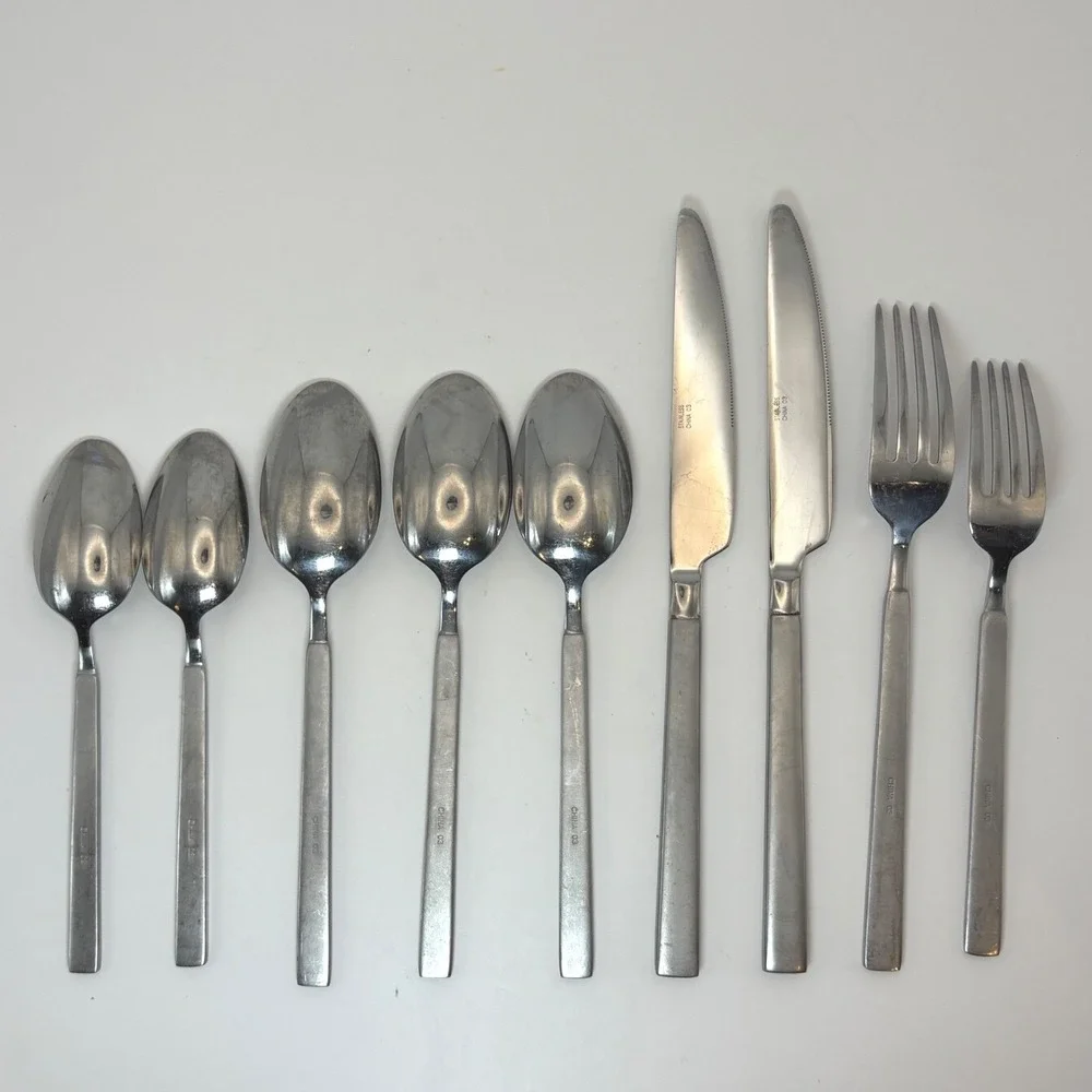 Modern Cambridge Danielle Frosted Flatware Stainless Lot 9 MCM Minimalist Style